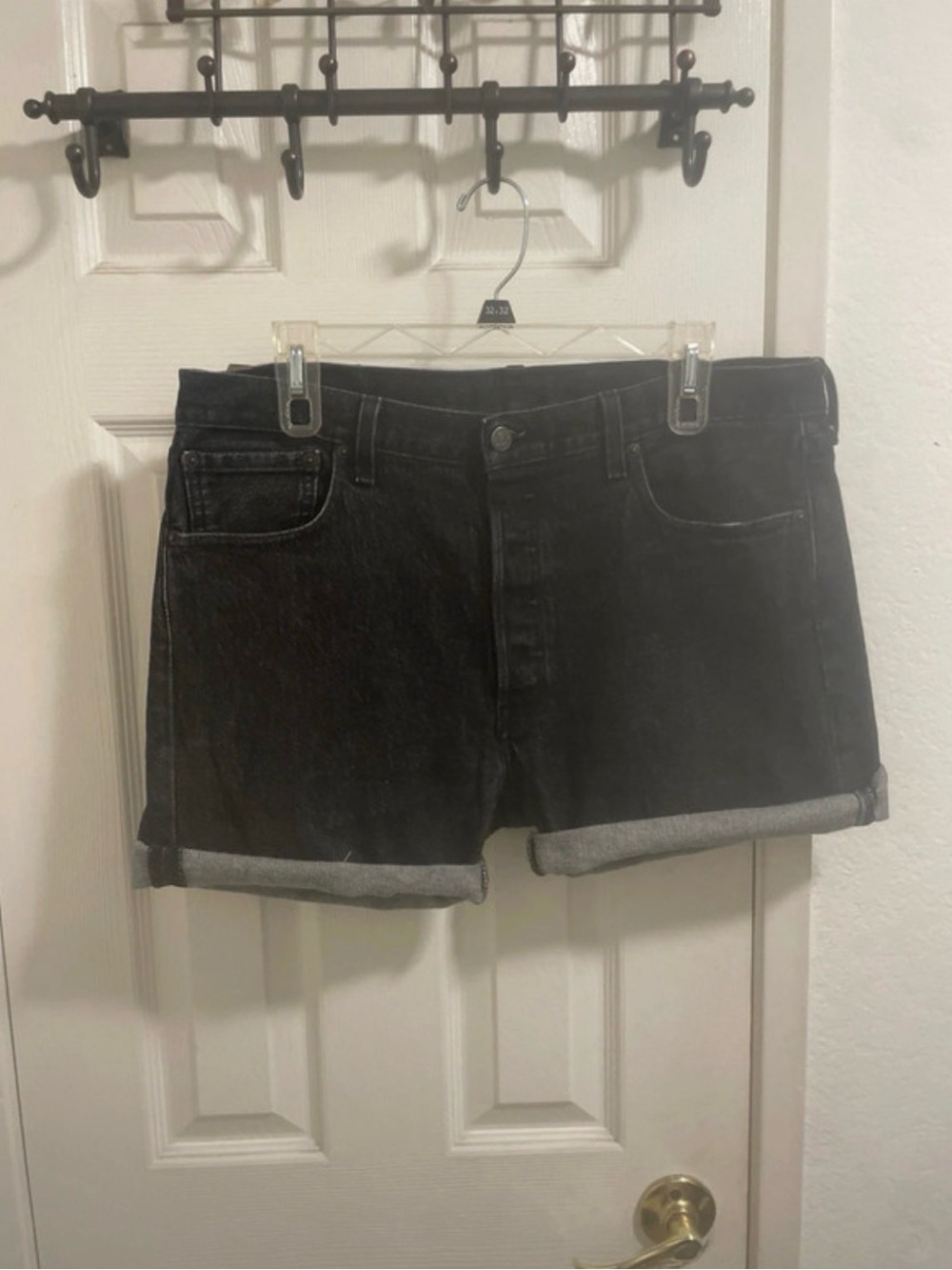Levi's Black Rolled-Hem Denim Shorts